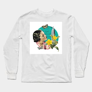 From New York with Love - Vintage Inspired Collage Illustration Long Sleeve T-Shirt